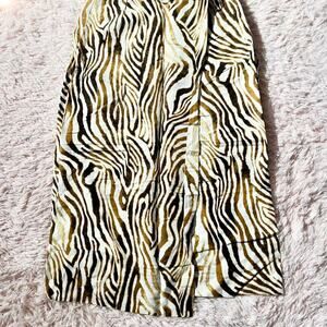 Vintage Statement Zebra Animal Print Hipster Indie Popart Linen Blend Wrap Skirt